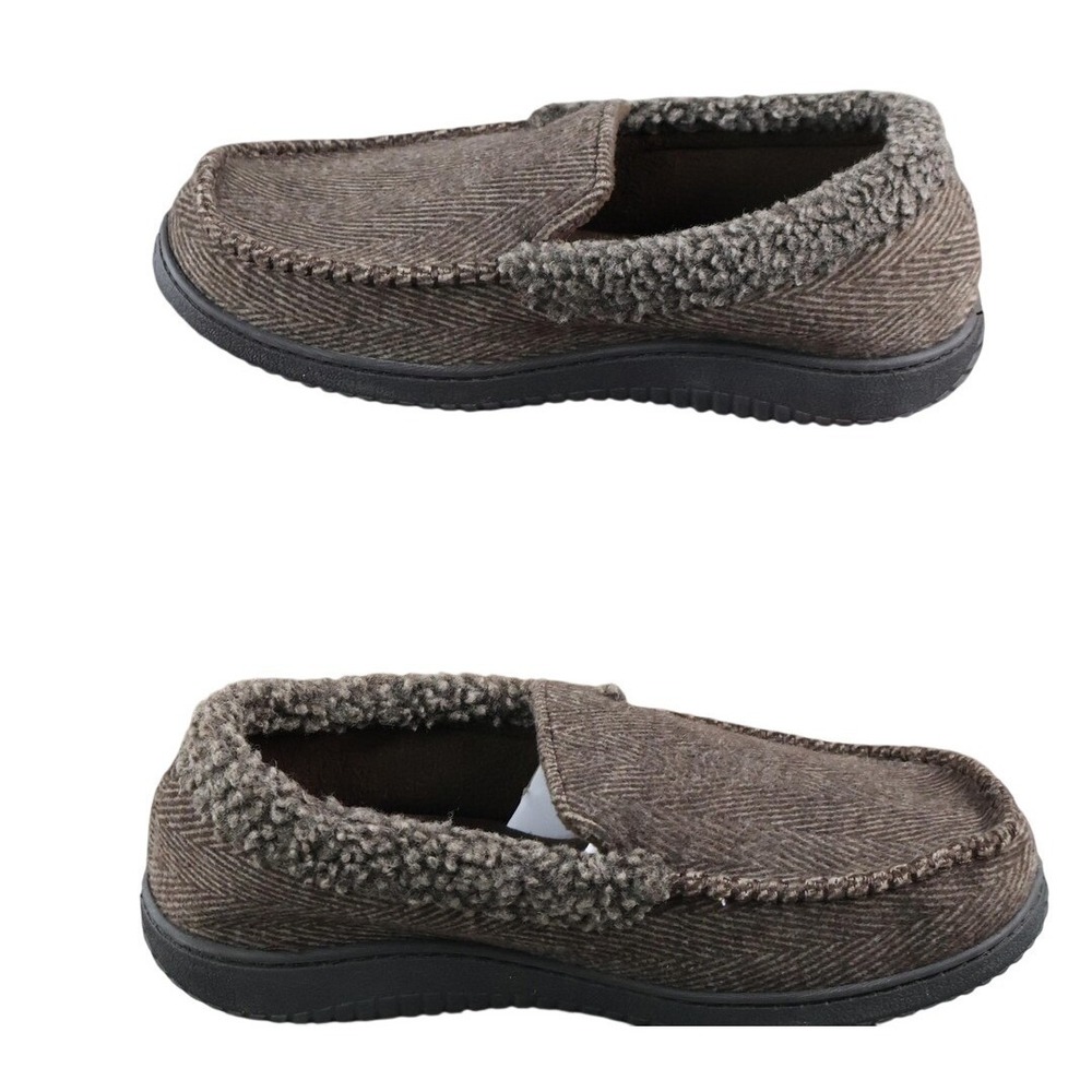 Dearfoams Shoes Mens Size 9.5 Brown Moccasin Slipper Memory Foam CUSX1 31264